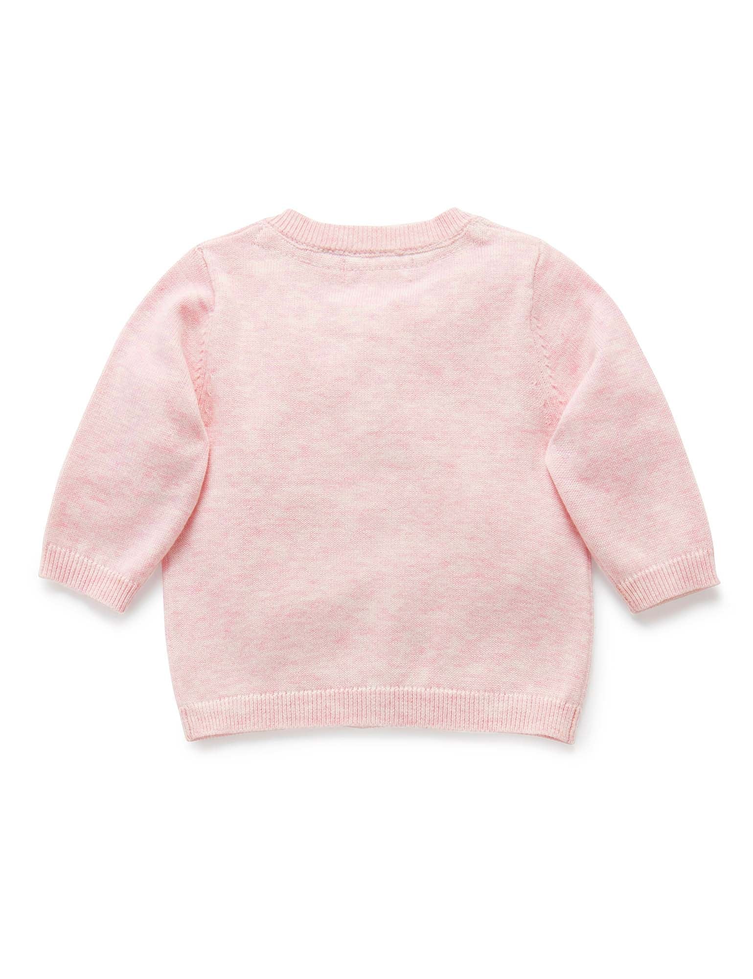 100% Org Cotton basic cardi - Pale Pink melange