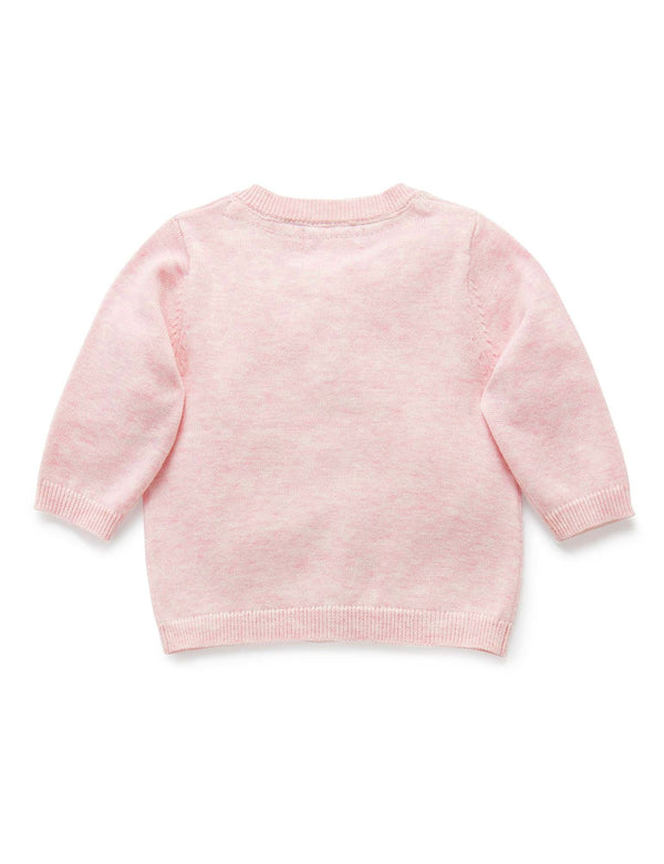100% Org Cotton basic cardi - Pale Pink melange