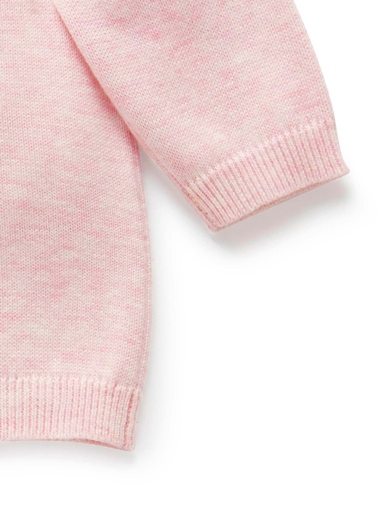 100% Org Cotton basic cardi - Pale Pink melange