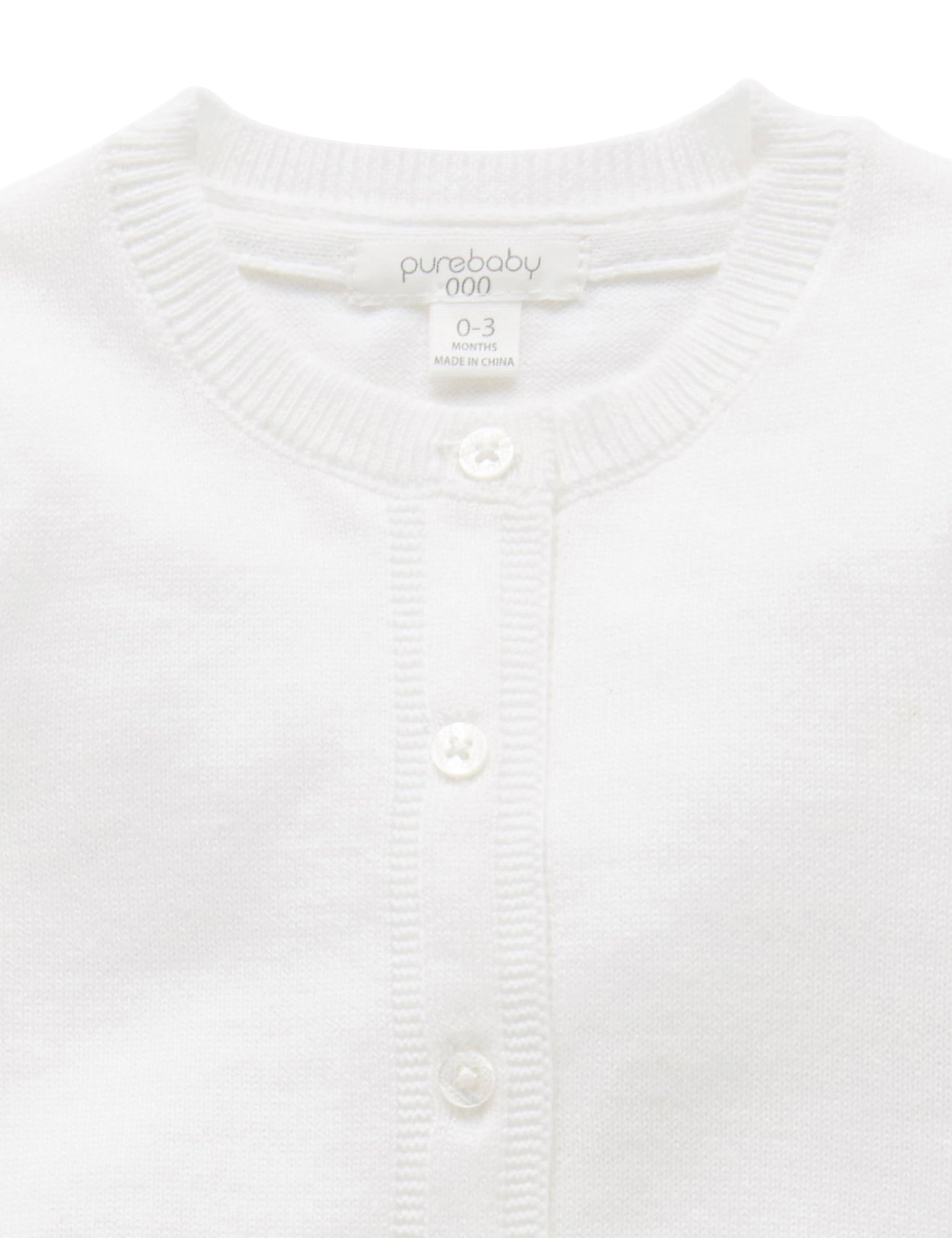 100% Org Cotton basic cardi - White