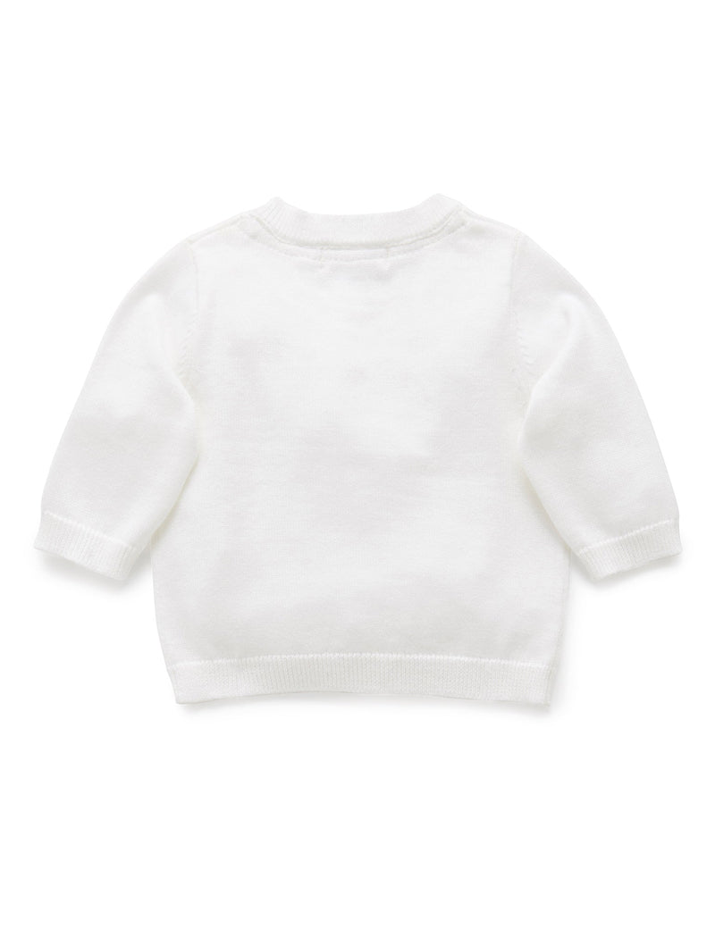 100% Org Cotton basic cardi - White