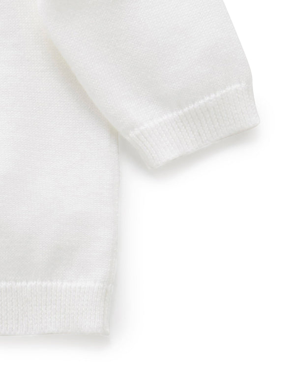100% Org Cotton basic cardi - White