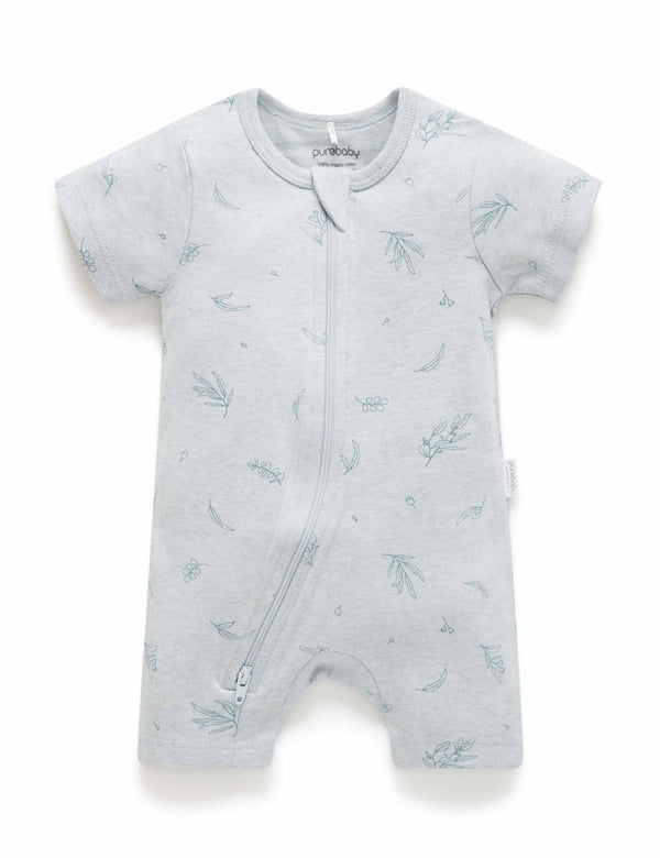 S/S Short Leg Zip Growsuit - Mint Eucalyptus