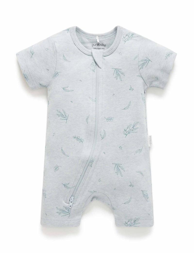 S/S Short Leg Zip Growsuit - Mint Eucalyptus