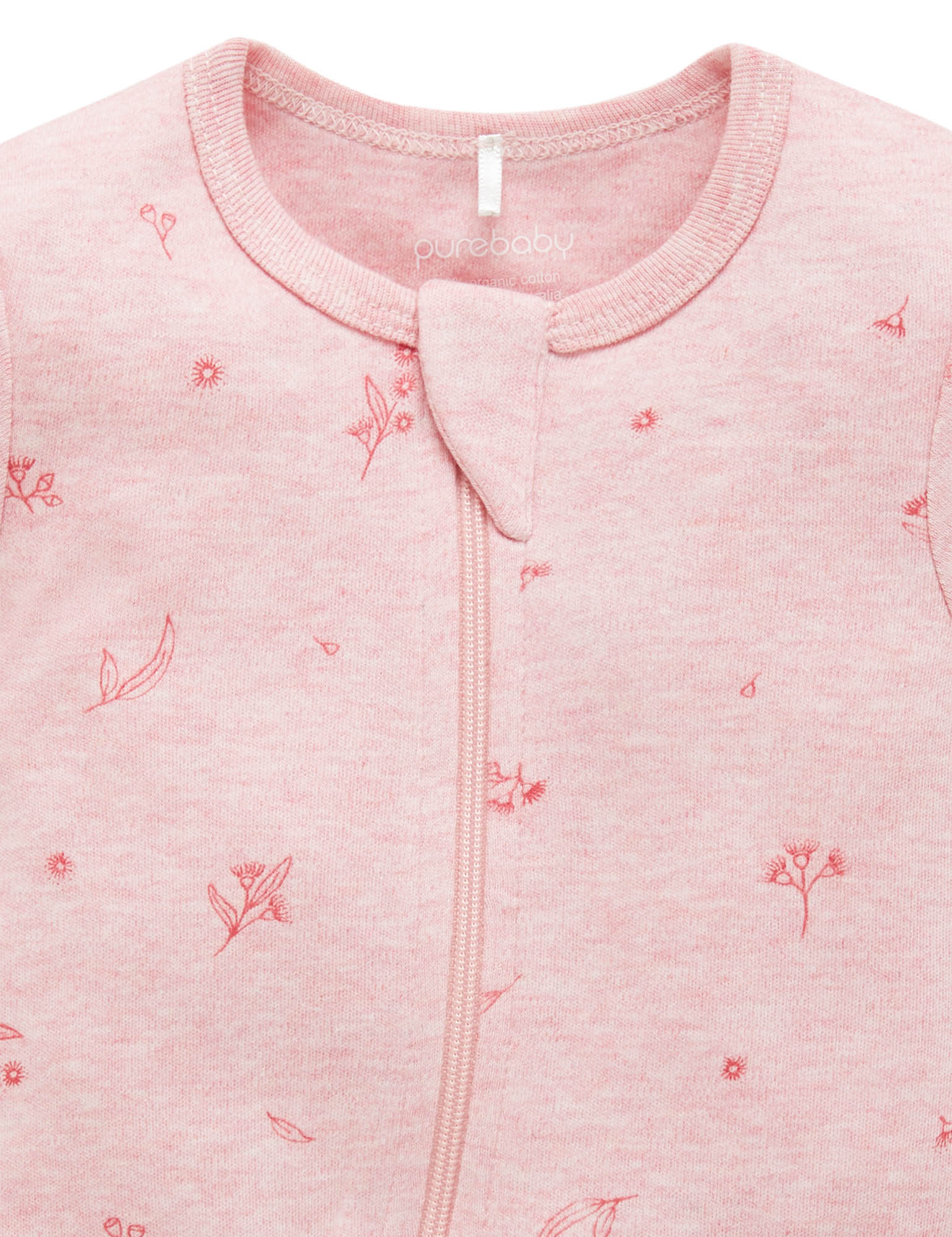 S/S Short Leg Zip Growsuit - Peony Blossom