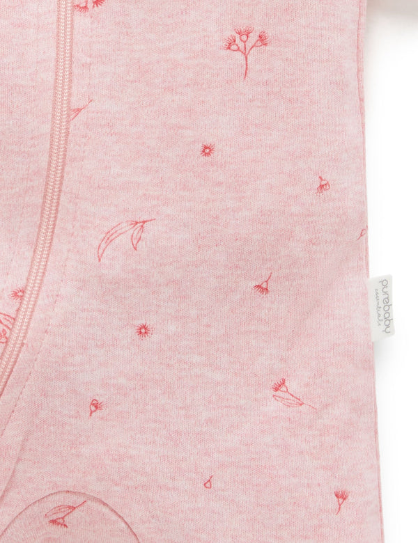 S/S Short Leg Zip Growsuit - Peony Blossom