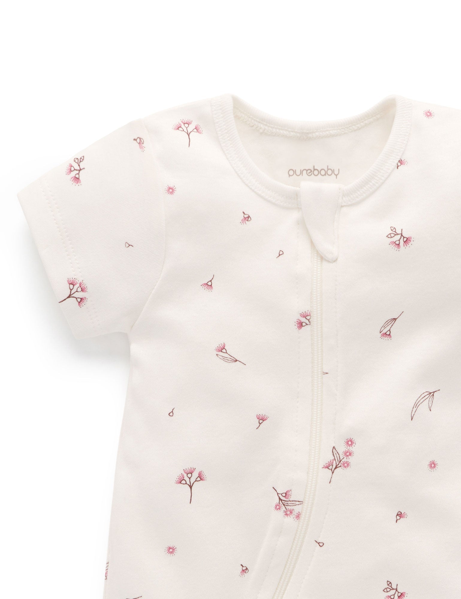 S/S Short Leg Zip Growsuit - Vanilla Blossom