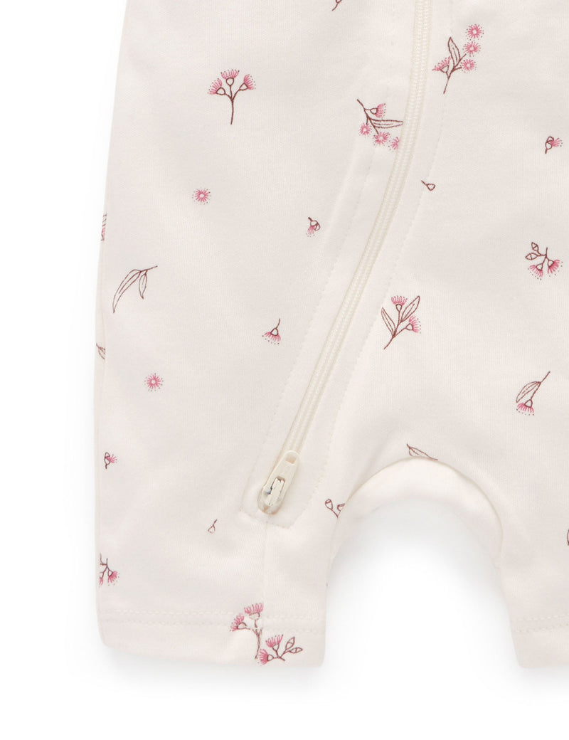 S/S Short Leg Zip Growsuit - Vanilla Blossom