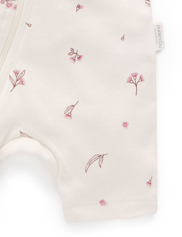 S/S Short Leg Zip Growsuit - Vanilla Blossom