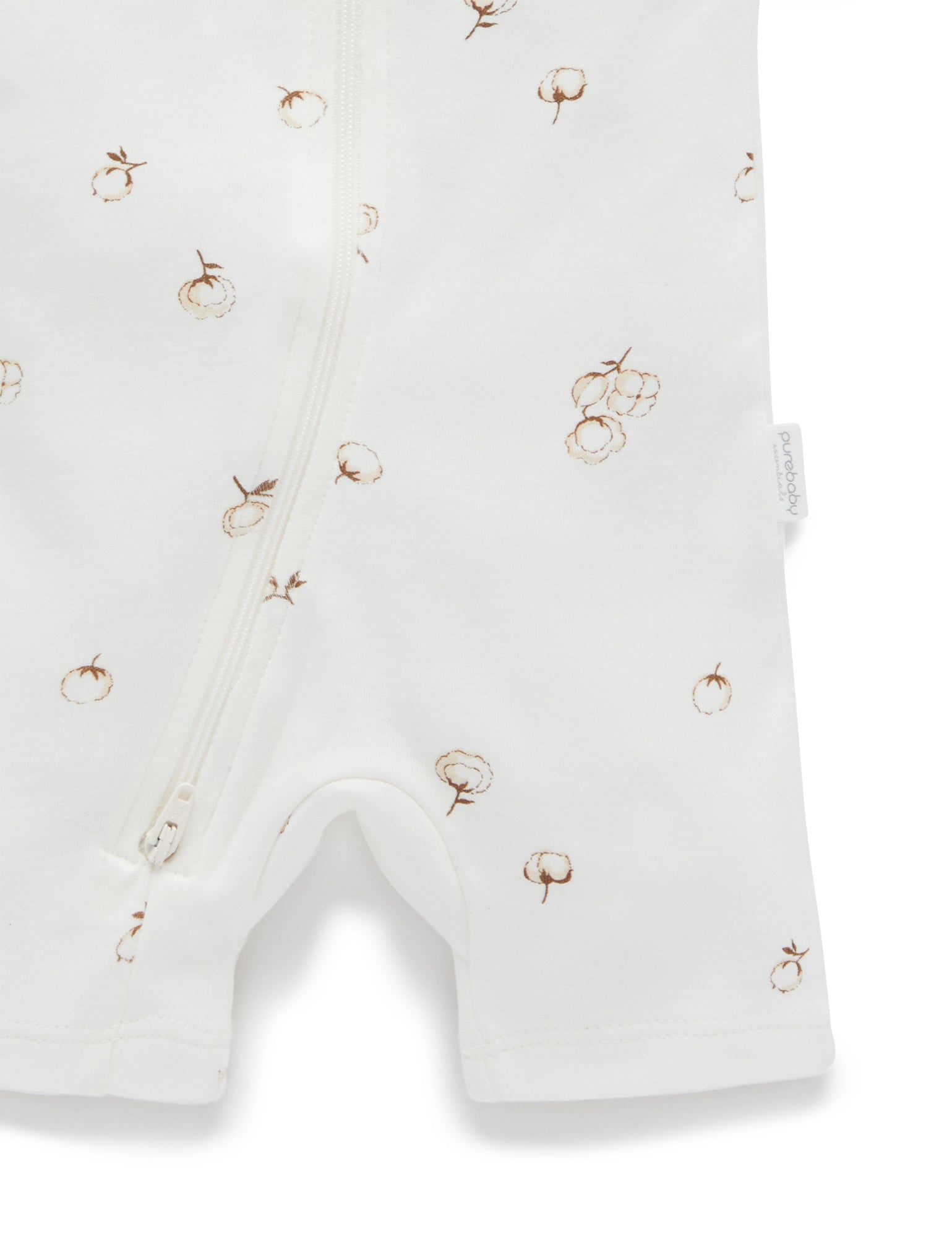 S/S Short Leg Zip Growsuit - Vanilla Cottonbud
