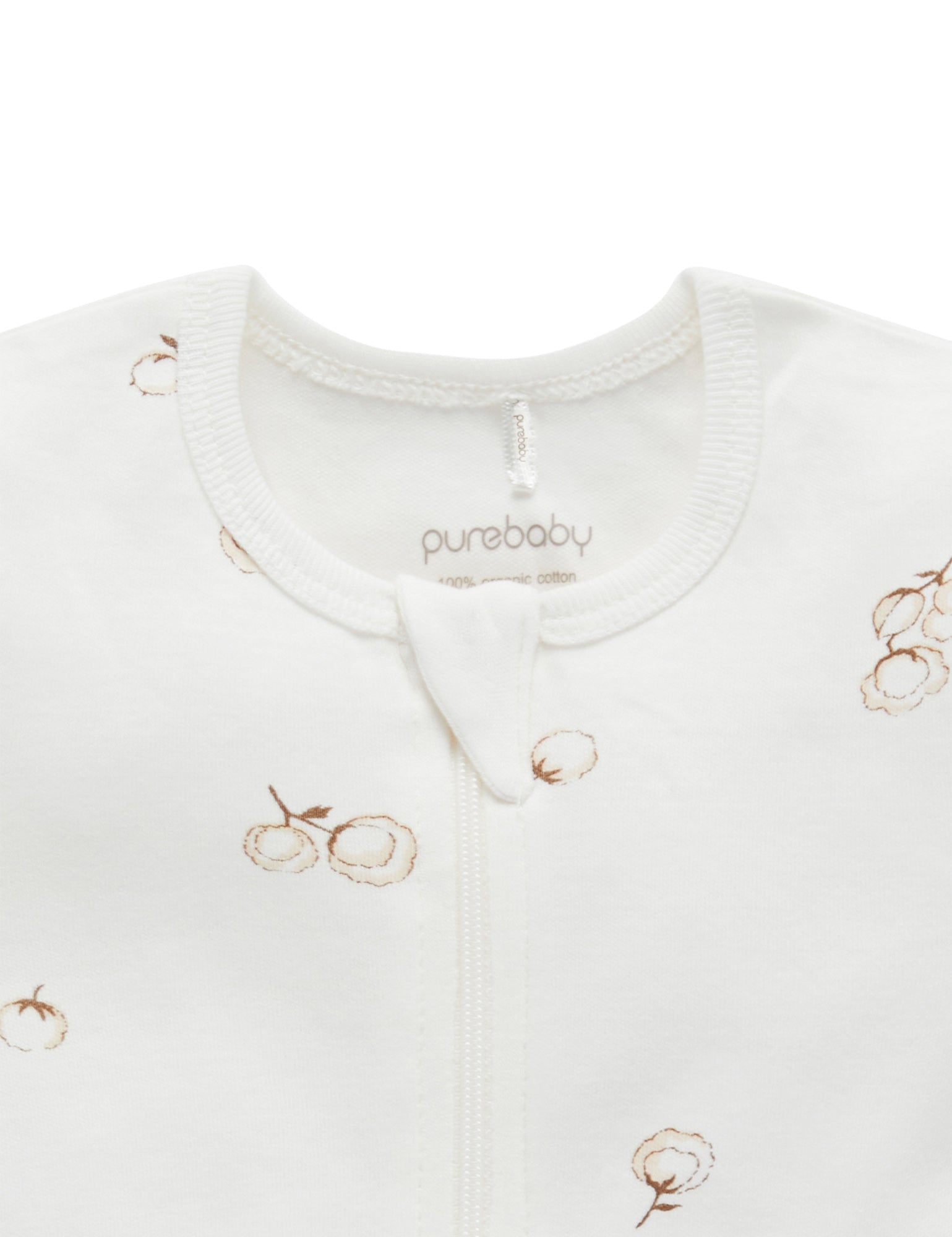 S/S Short Leg Zip Growsuit - Vanilla Cottonbud