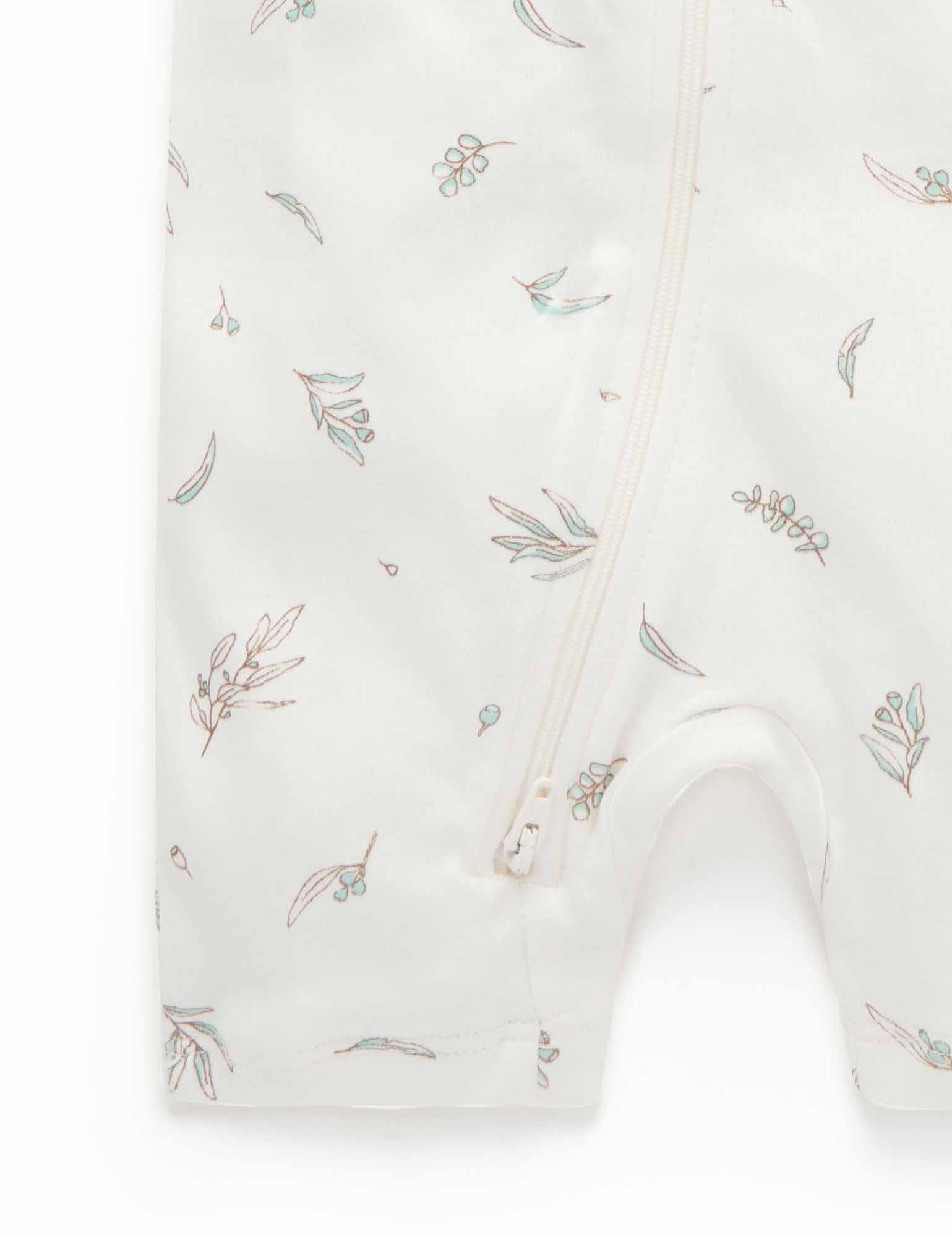S/S Short Leg Zip Growsuit - Vanilla Eucalyptus