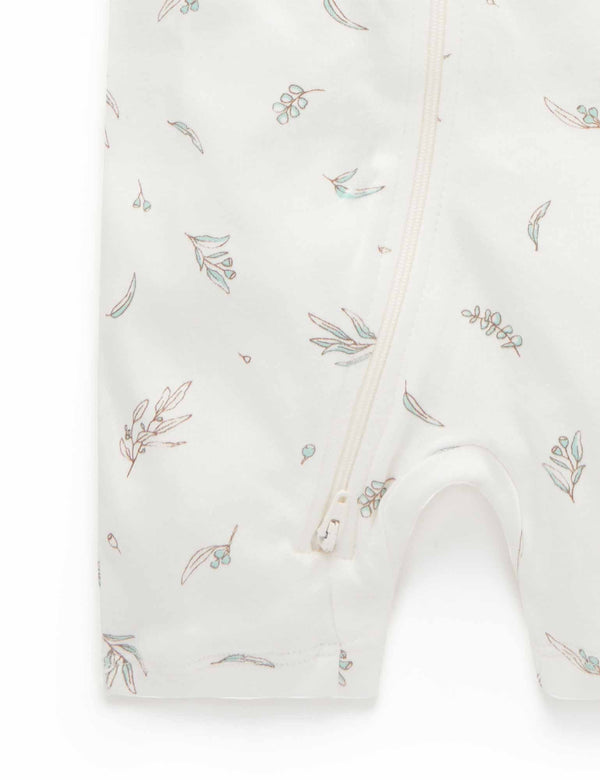 S/S Short Leg Zip Growsuit - Vanilla Eucalyptus