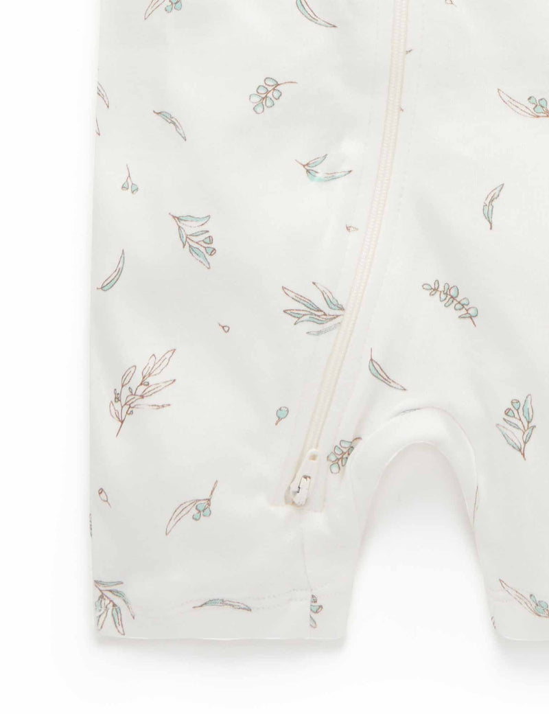 S/S Short Leg Zip Growsuit - Vanilla Eucalyptus