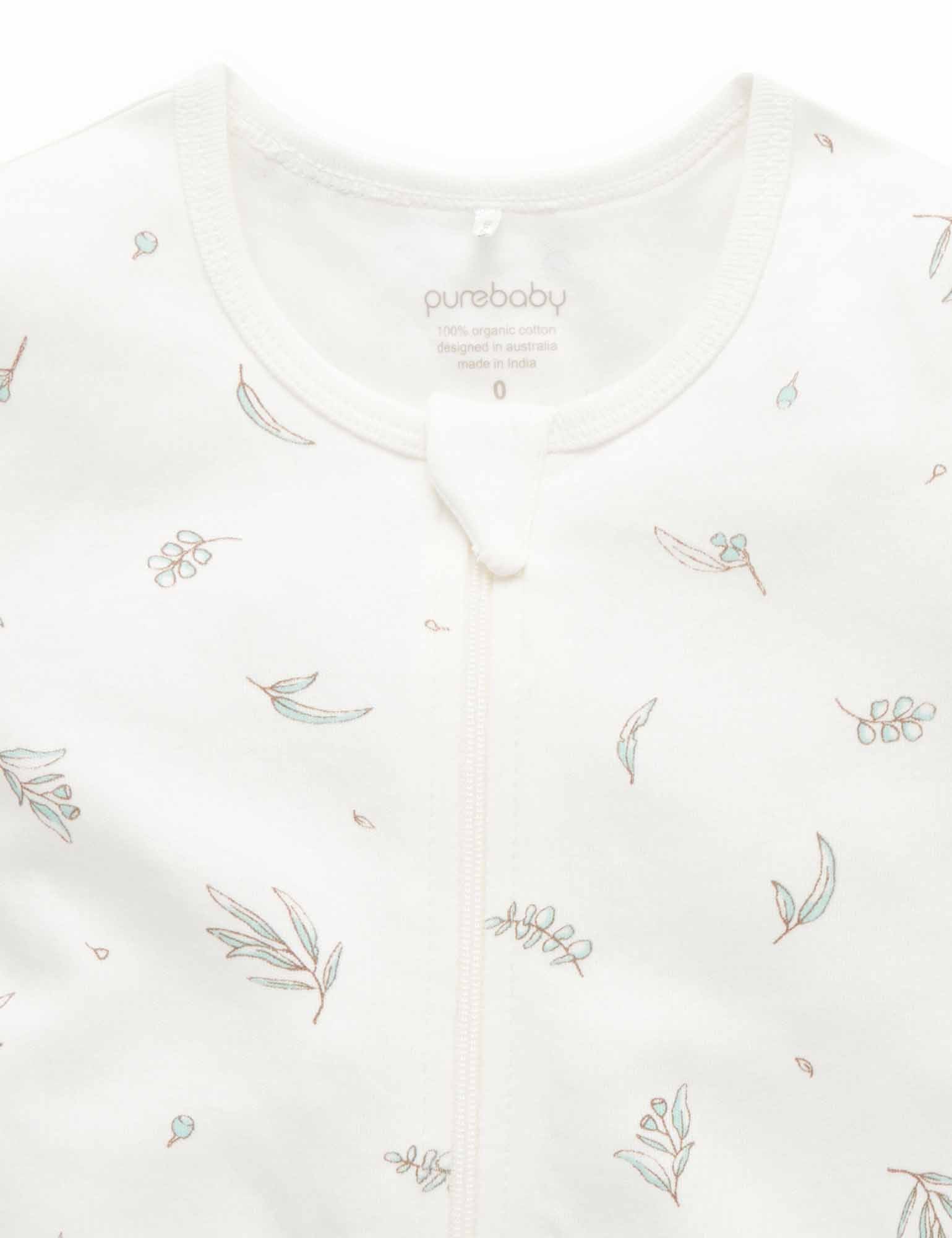 S/S Short Leg Zip Growsuit - Vanilla Eucalyptus