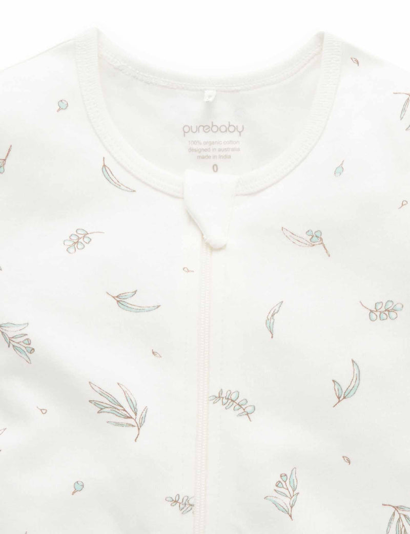 S/S Short Leg Zip Growsuit - Vanilla Eucalyptus
