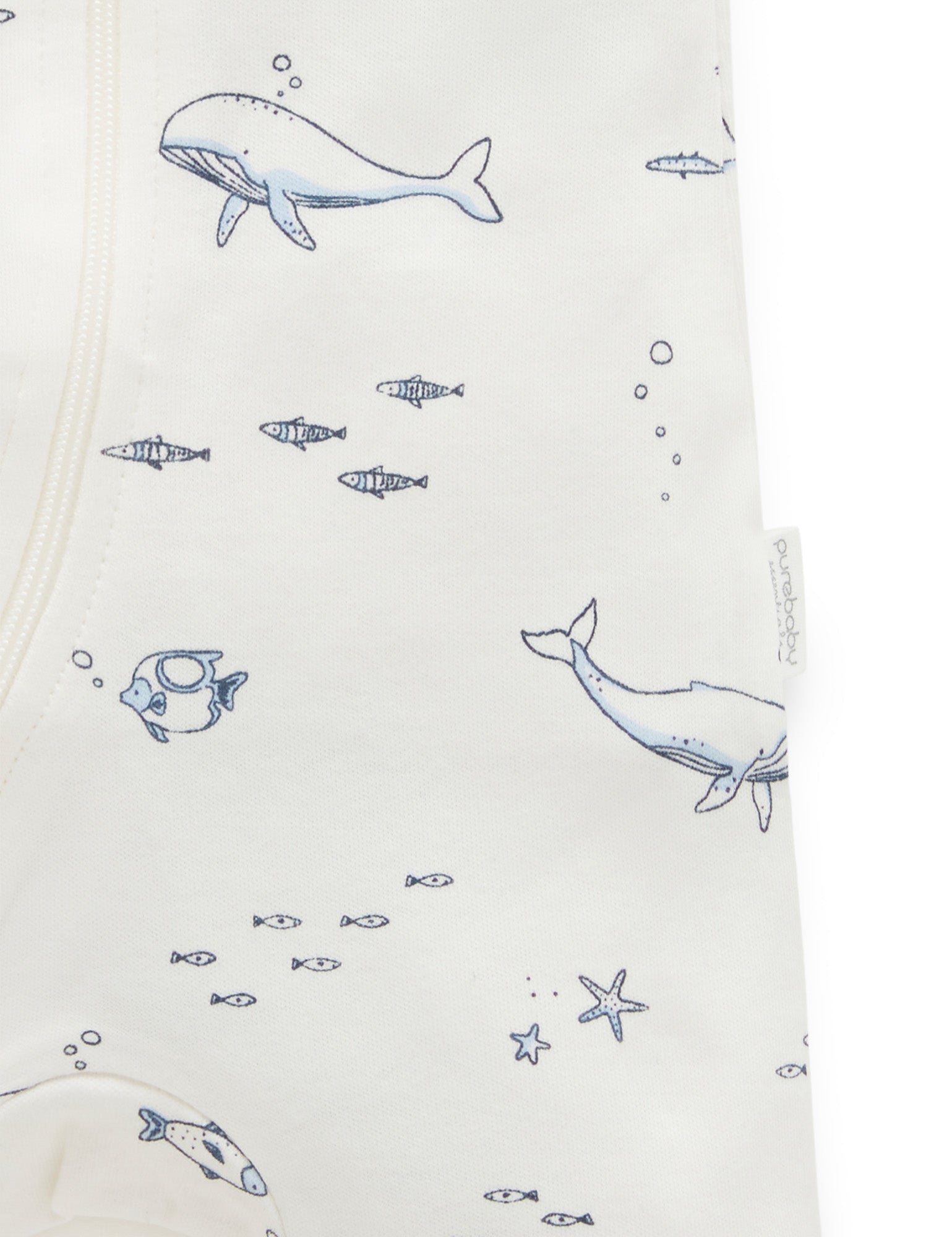 S/S Short Leg Zip Growsuit - Vanilla Nautical