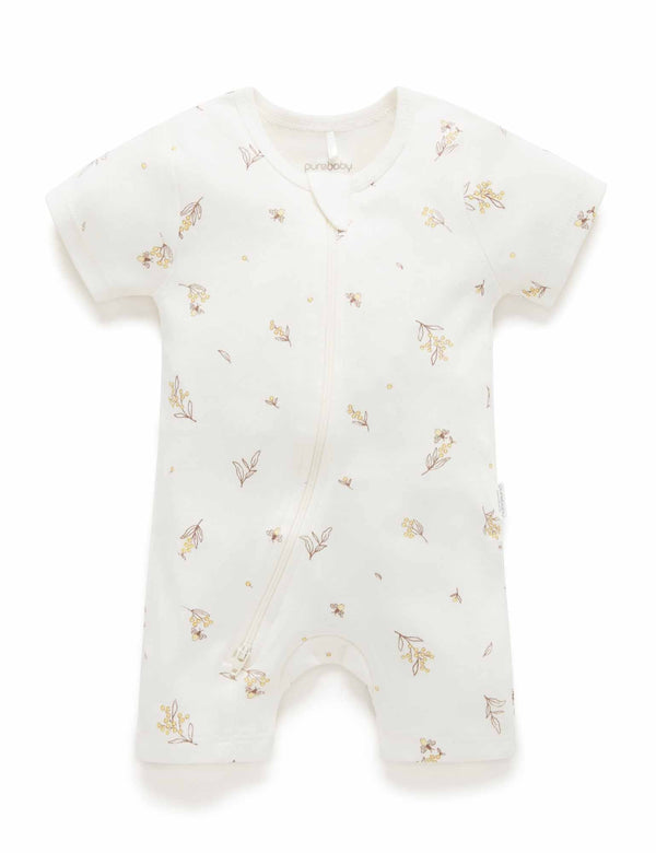 S/S Short Leg Zip Growsuit - Vanilla Wattle Bee