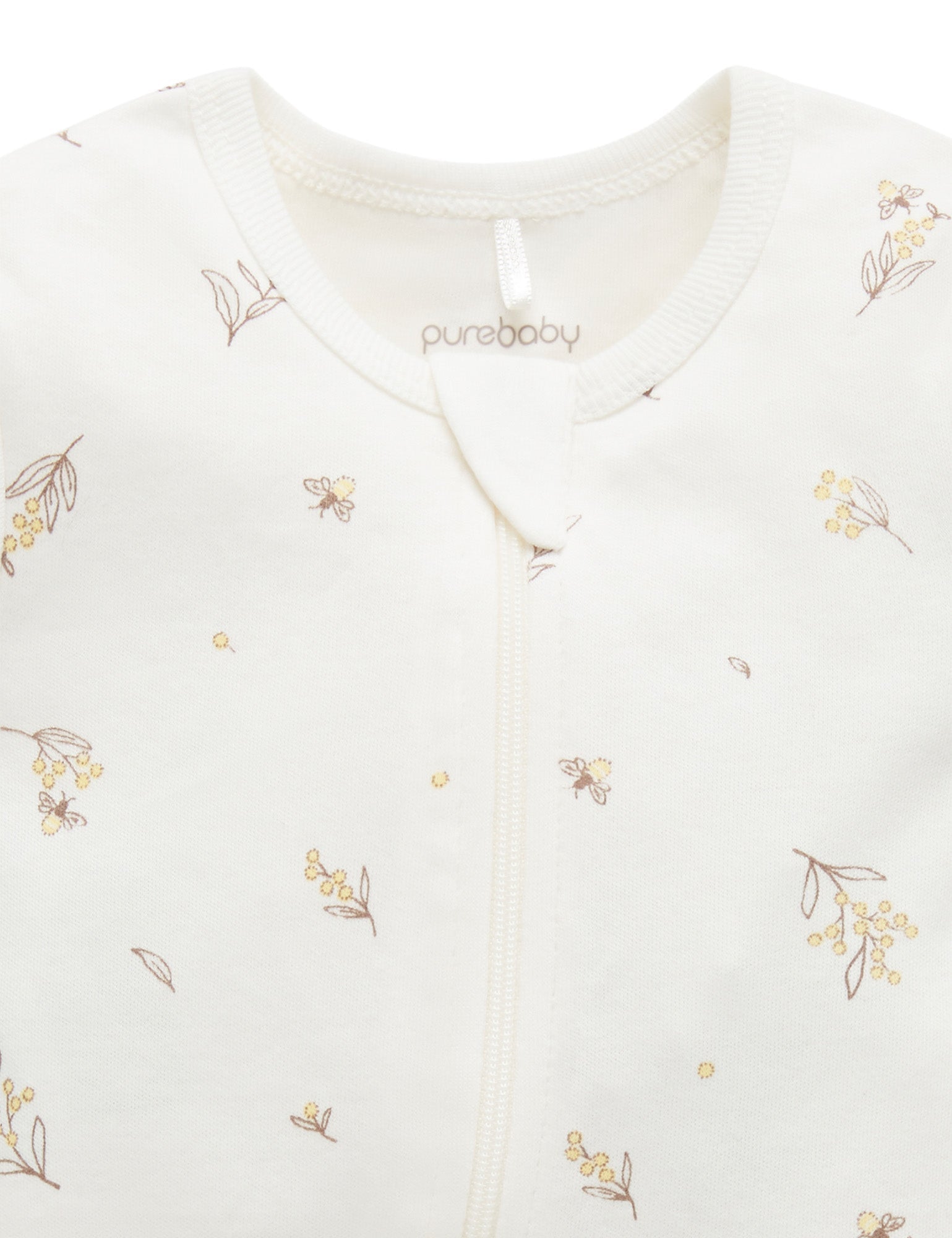 S/S Short Leg Zip Growsuit - Vanilla Wattle Bee