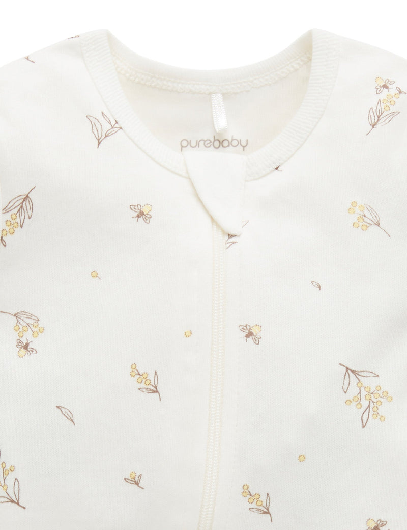 S/S Short Leg Zip Growsuit - Vanilla Wattle Bee