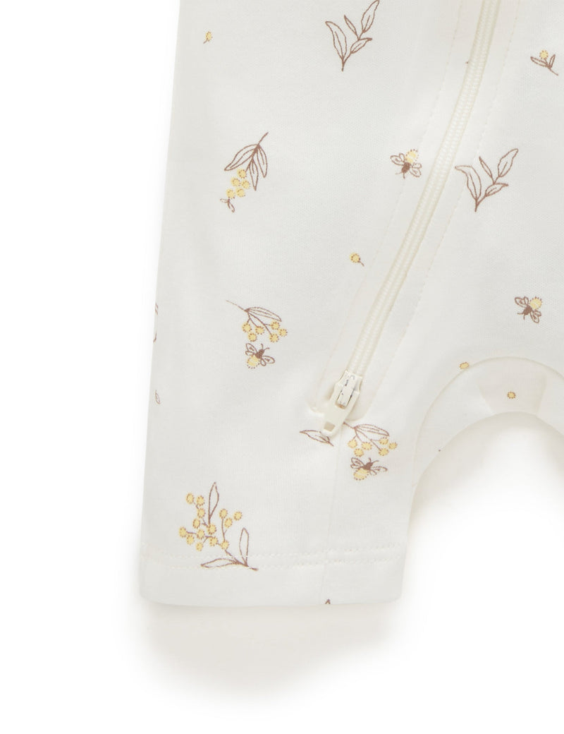 S/S Short Leg Zip Growsuit - Vanilla Wattle Bee
