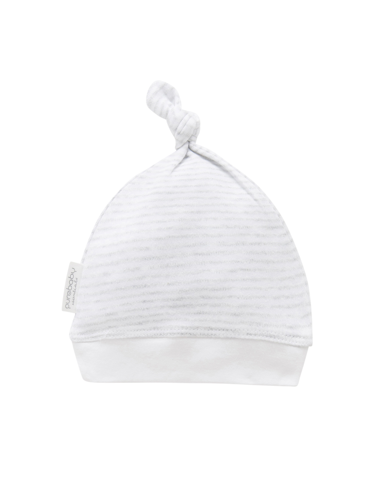Knot Hat - Pale Grey Melange Stripe