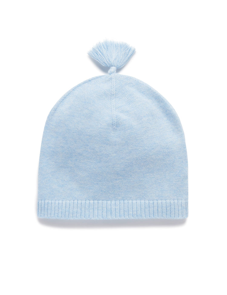 Essentials Newborn Beanie - Pale Blue Melange