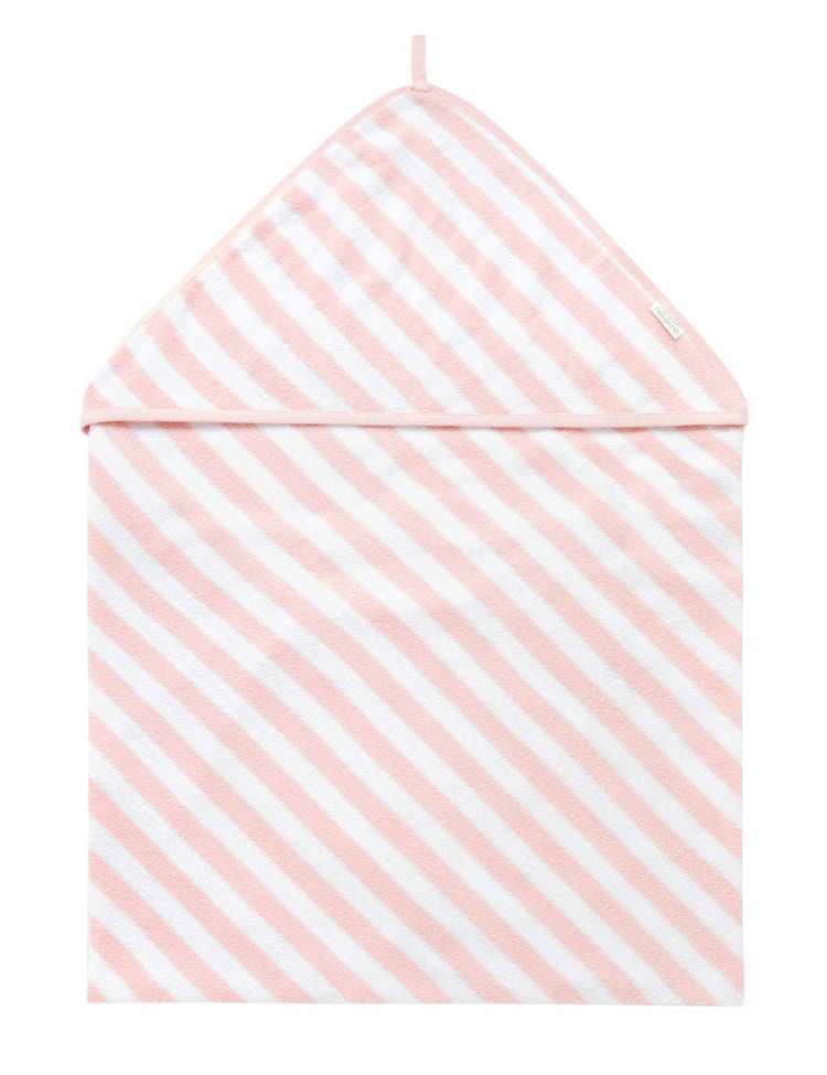 Hooded Towel - Pale Pink Stripe