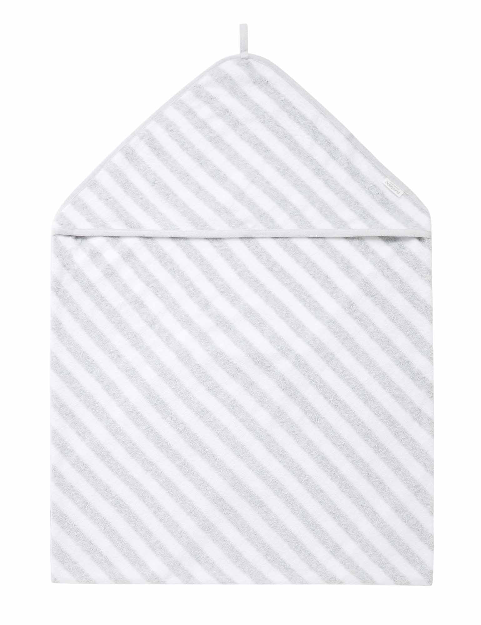 Hooded Towel - Pale Grey Melange Stripe