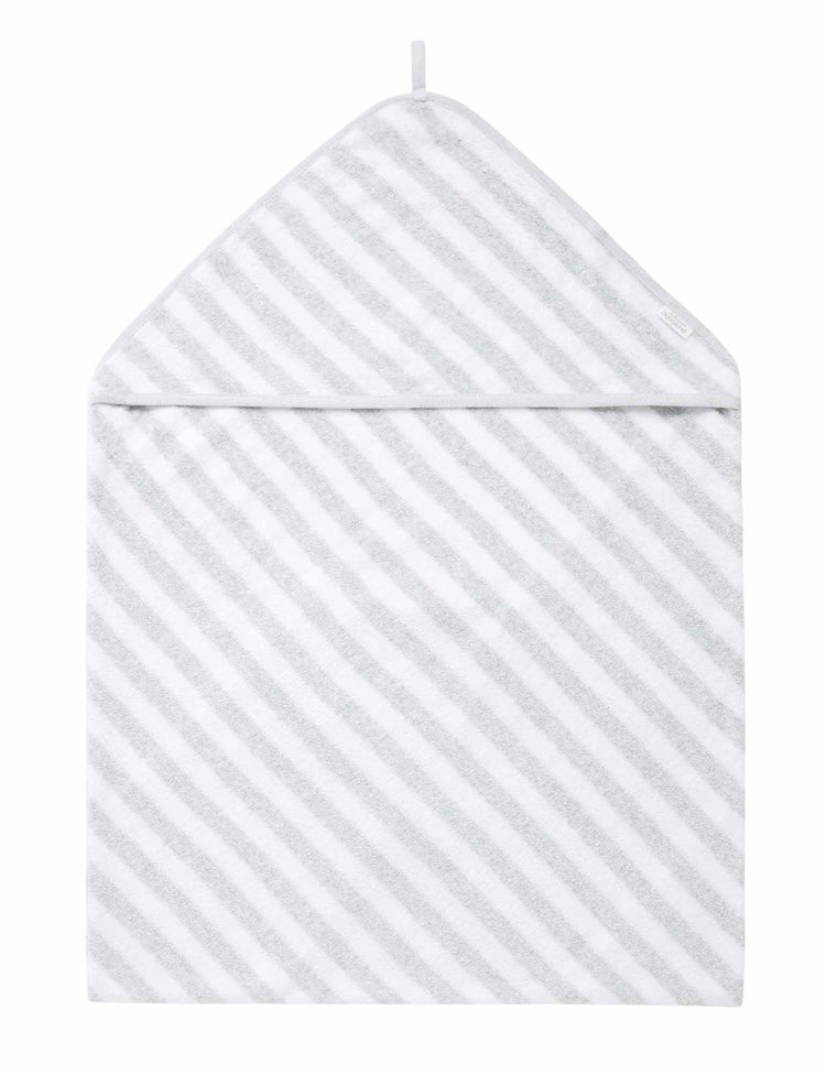 Hooded Towel - Pale Grey Melange Stripe