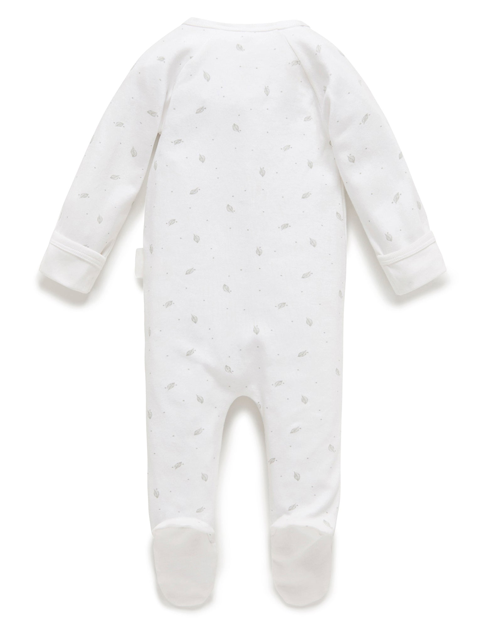 Zip Growsuit - Pale Grey Leaf w Spot