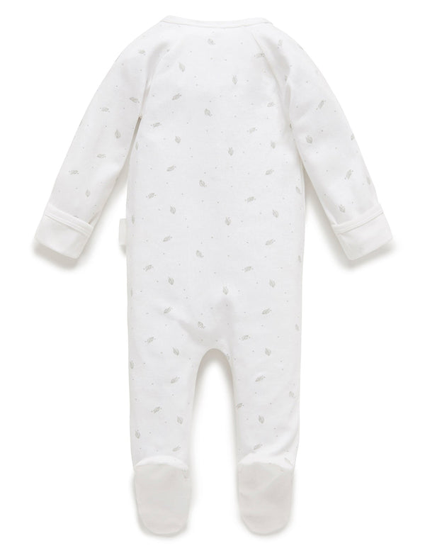 Zip Growsuit - Pale Grey Leaf w Spot