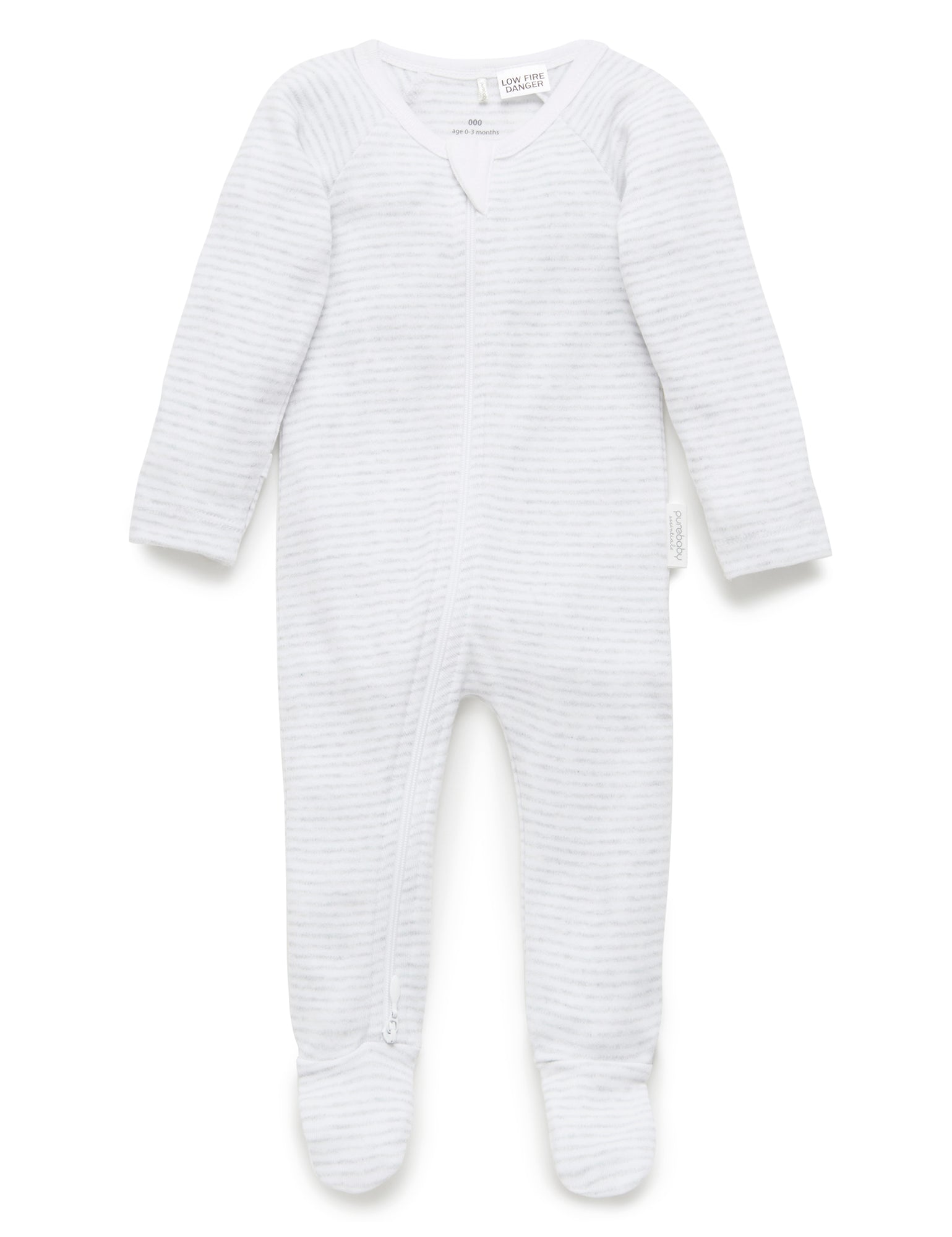 Zip Growsuit - Pale Grey Melange Stripe
