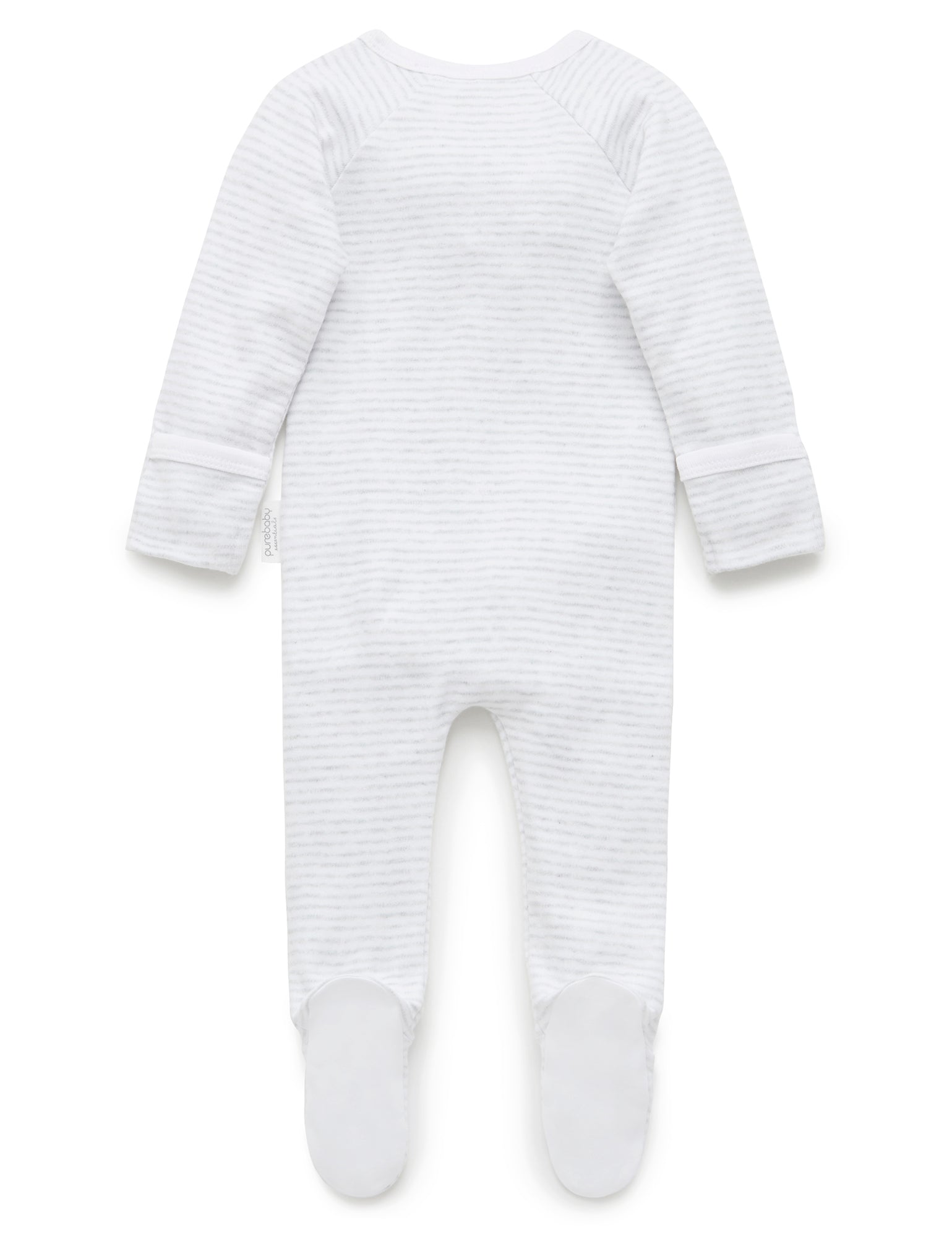 Zip Growsuit - Pale Grey Melange Stripe
