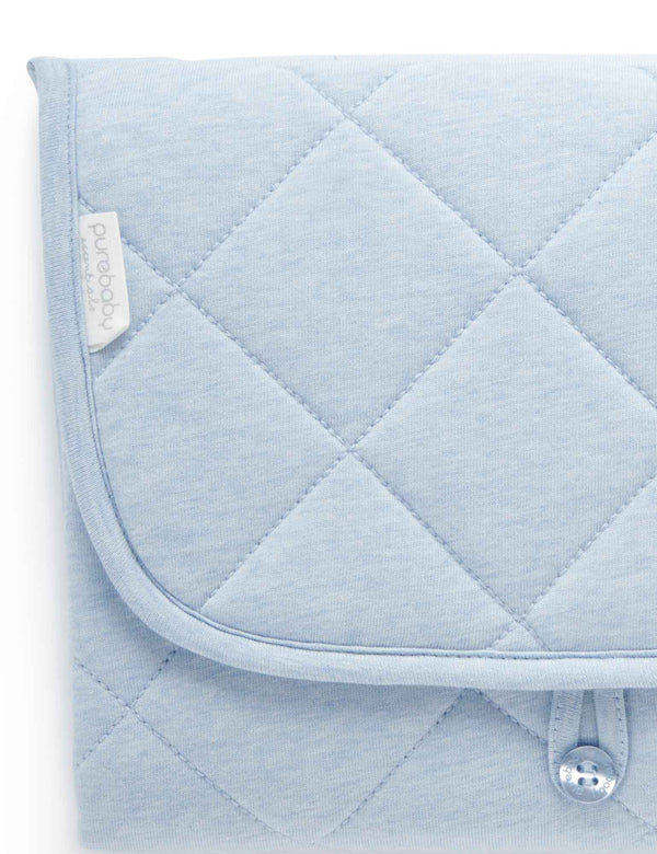 Quilted Change Mat - Soft Blue Melange
