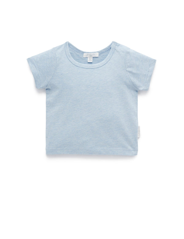 Essential Newborn Tee - Soft Blue Melange