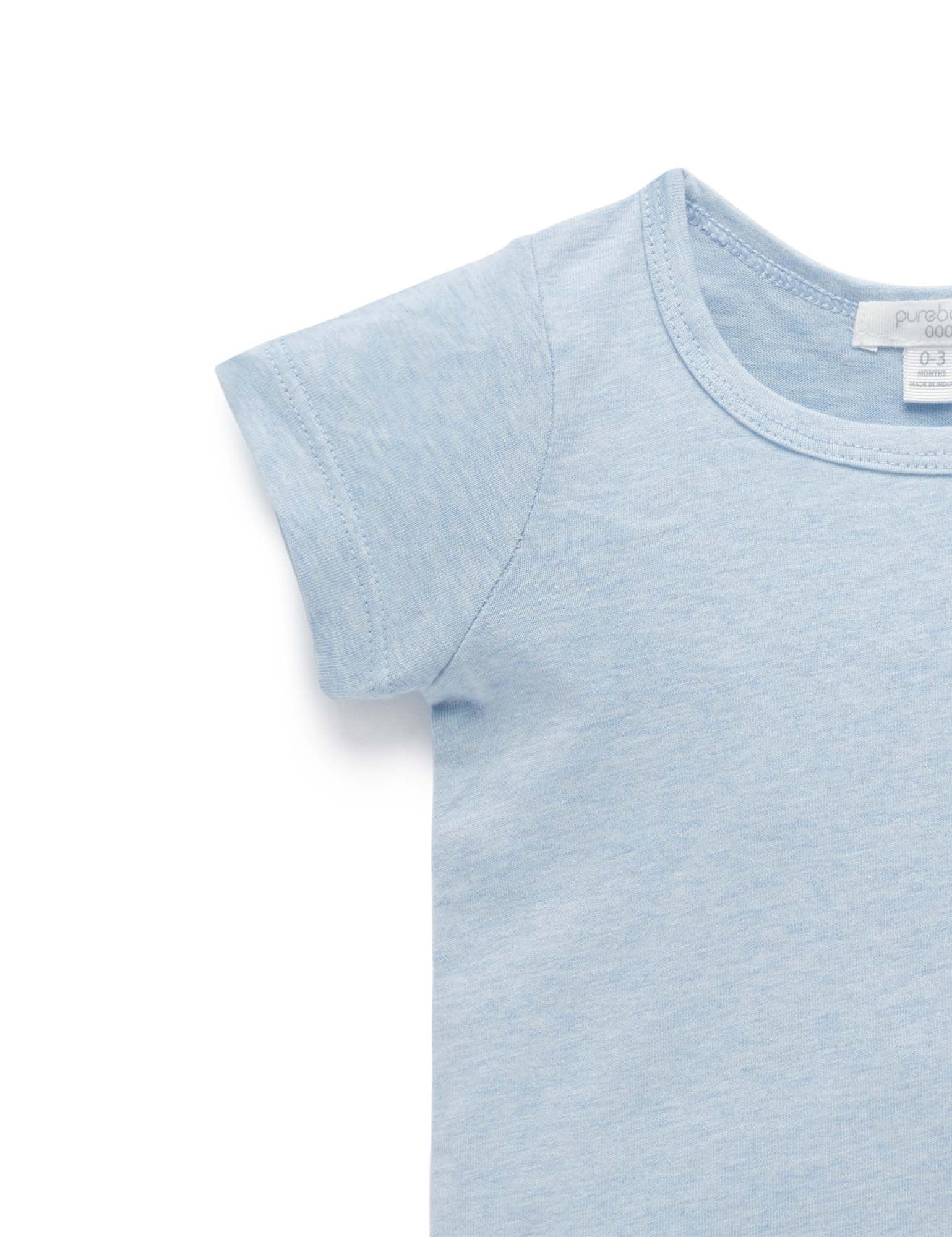 Essential Newborn Tee - Soft Blue Melange