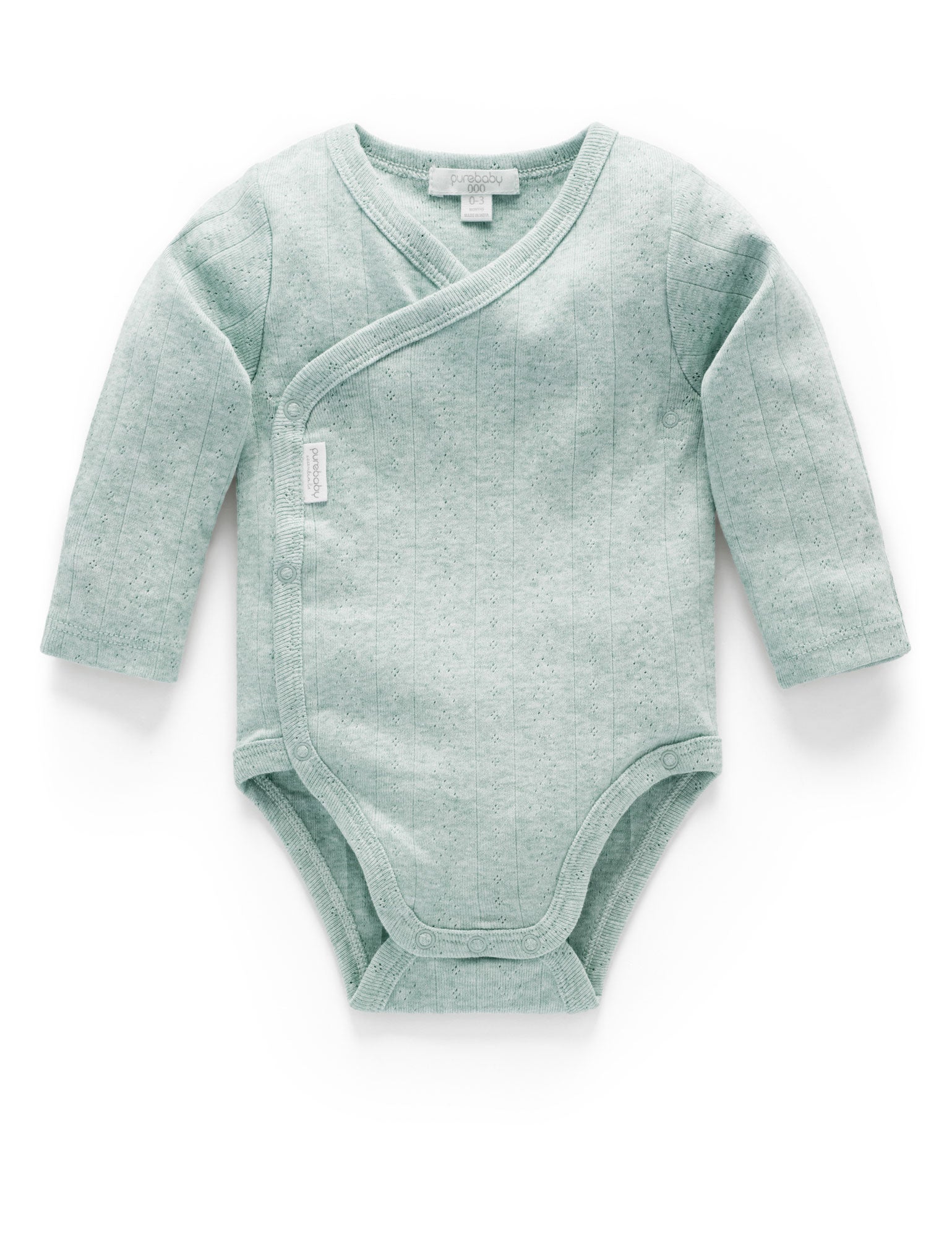 Ess Pointelle LS Wrap Bodysuit - Fern Melange