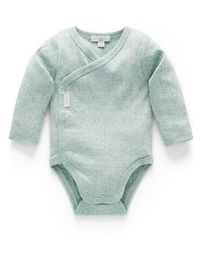 Ess Pointelle LS Wrap Bodysuit - Fern Melange