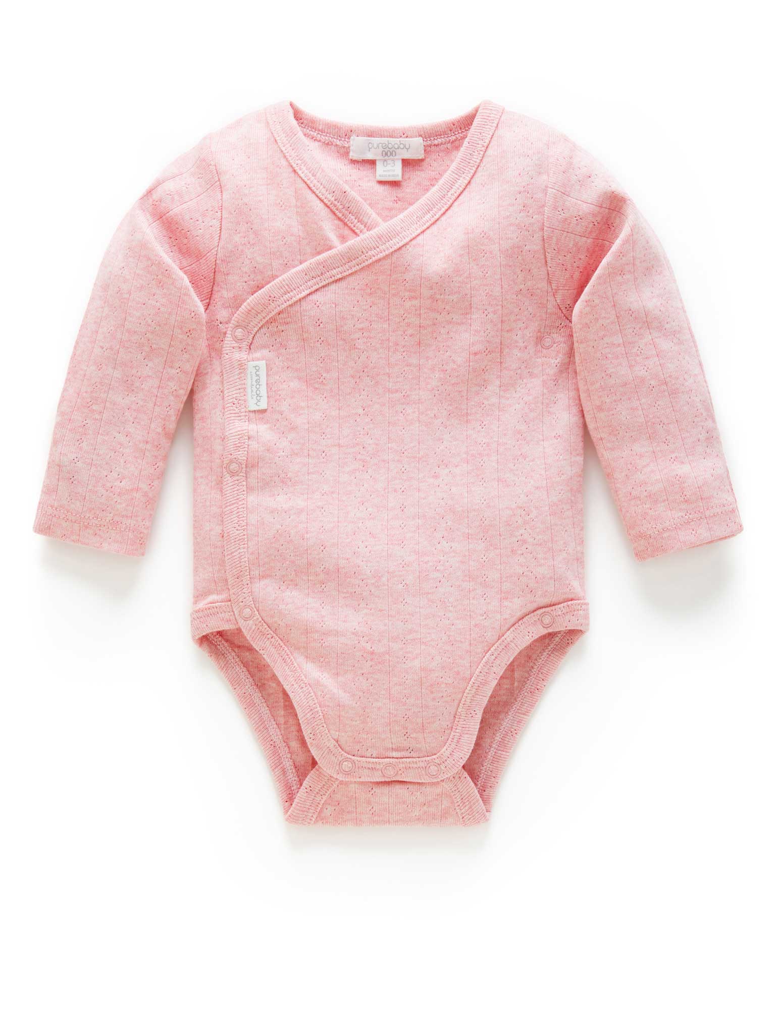 Ess Pointelle LS Wrap Bodysuit - Peony Melange