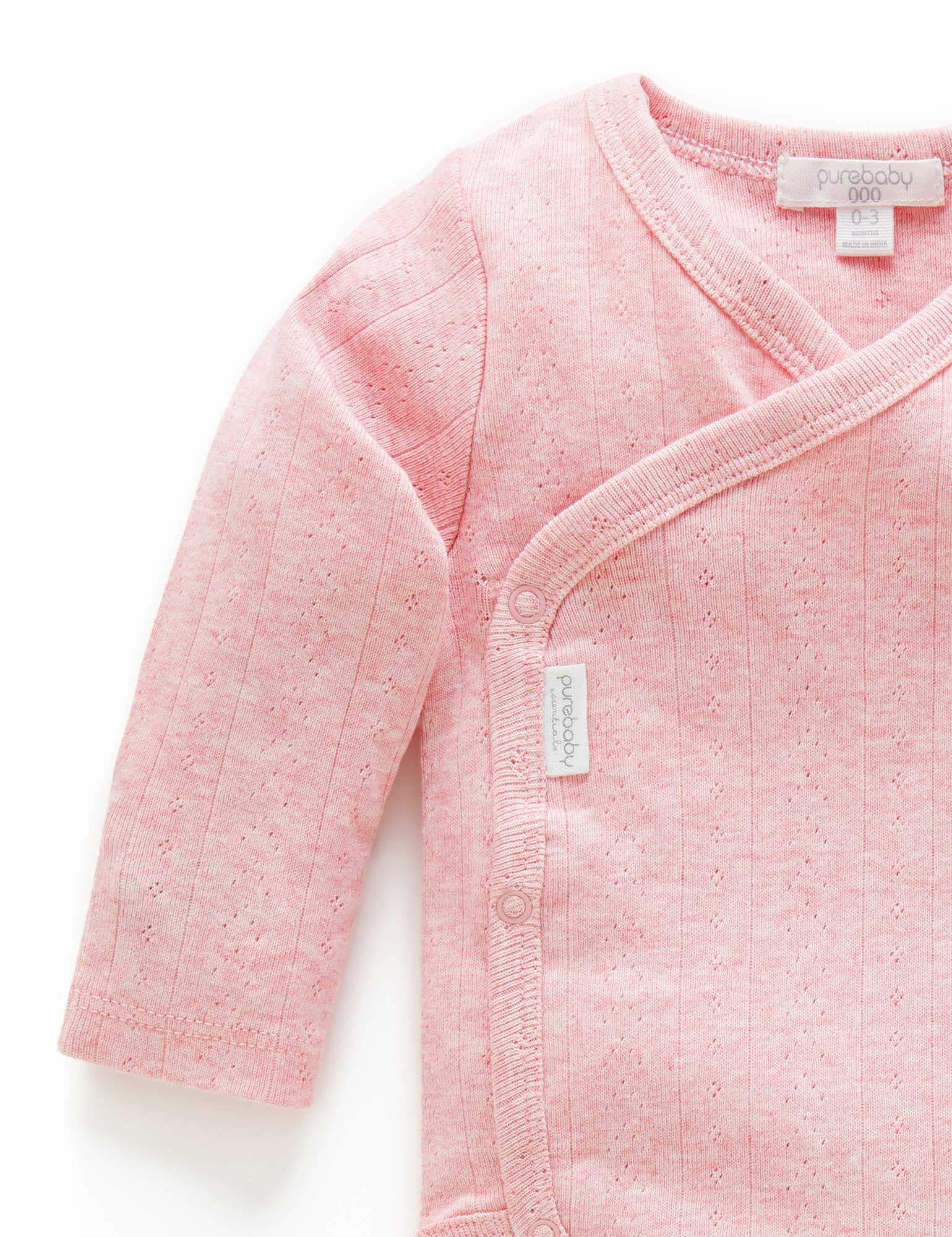 Ess Pointelle LS Wrap Bodysuit - Peony Melange