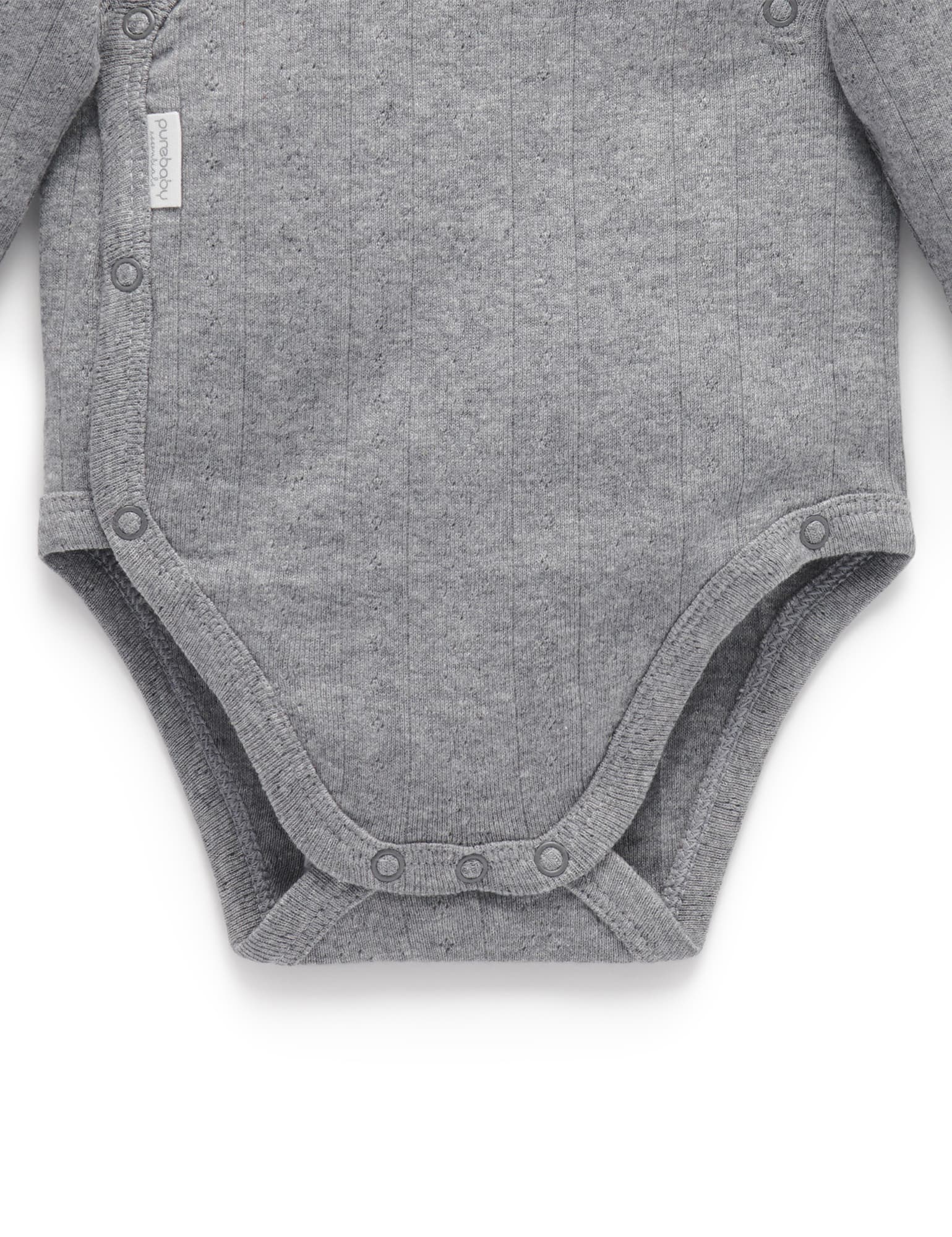 Ess Pointelle LS Wrap Bodysuit - Smoke Melange