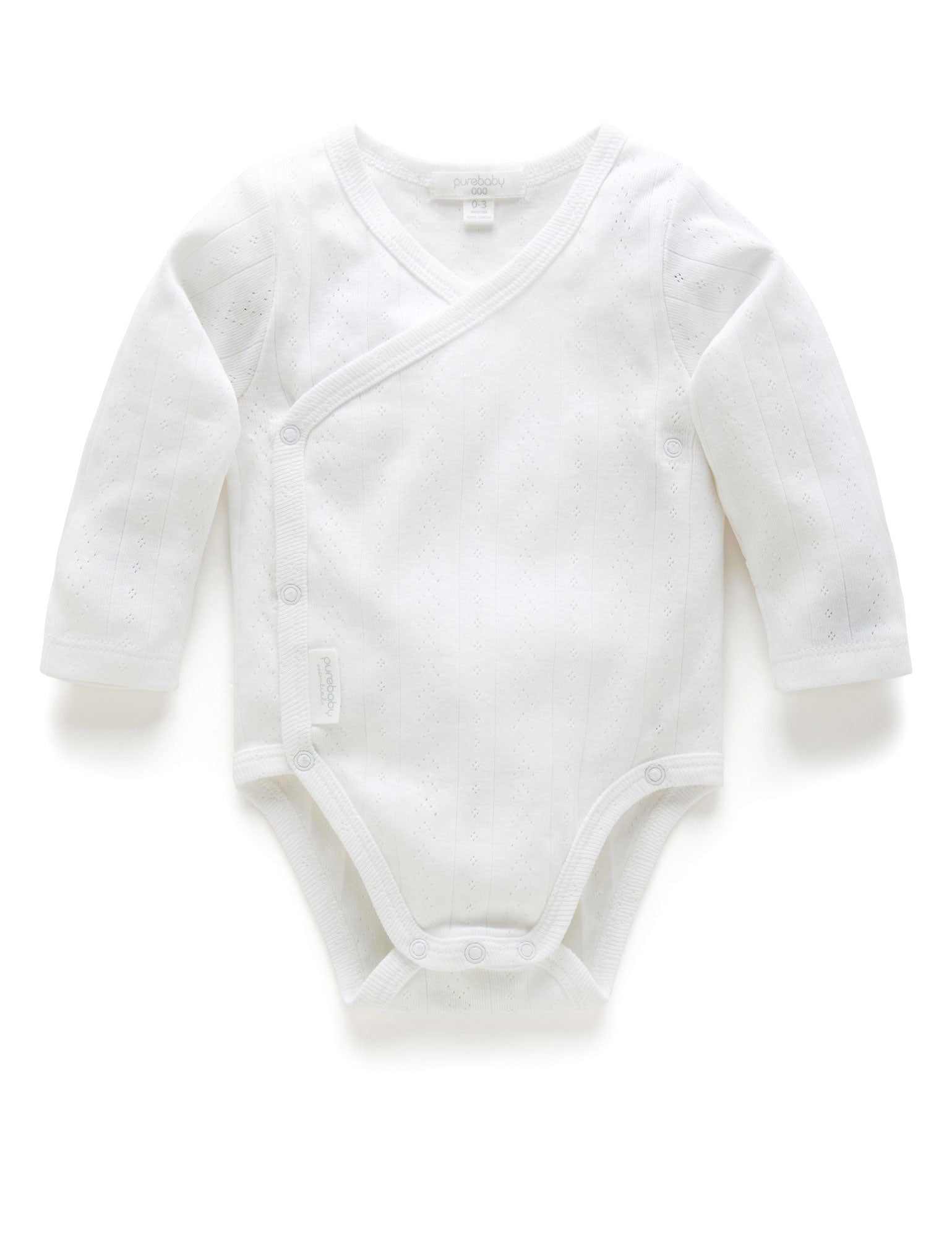 Ess Pointelle LS Wrap Bodysuit - White