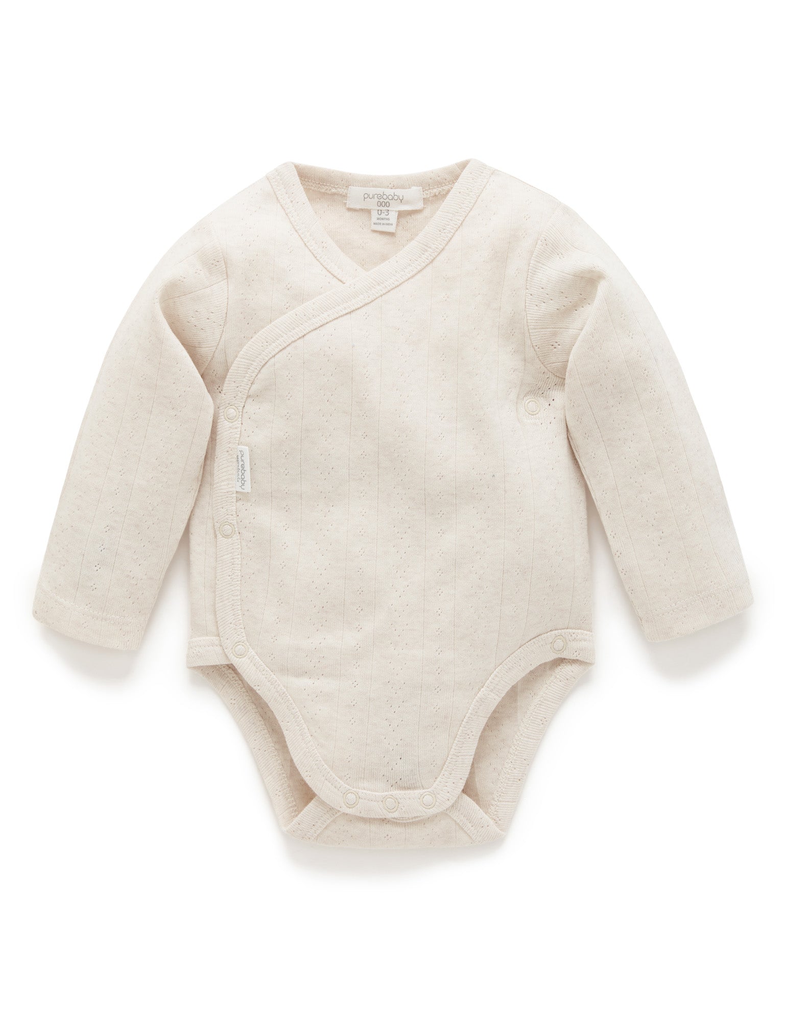 Ess Pointelle LS Wrap Bodysuit - Wheat melange