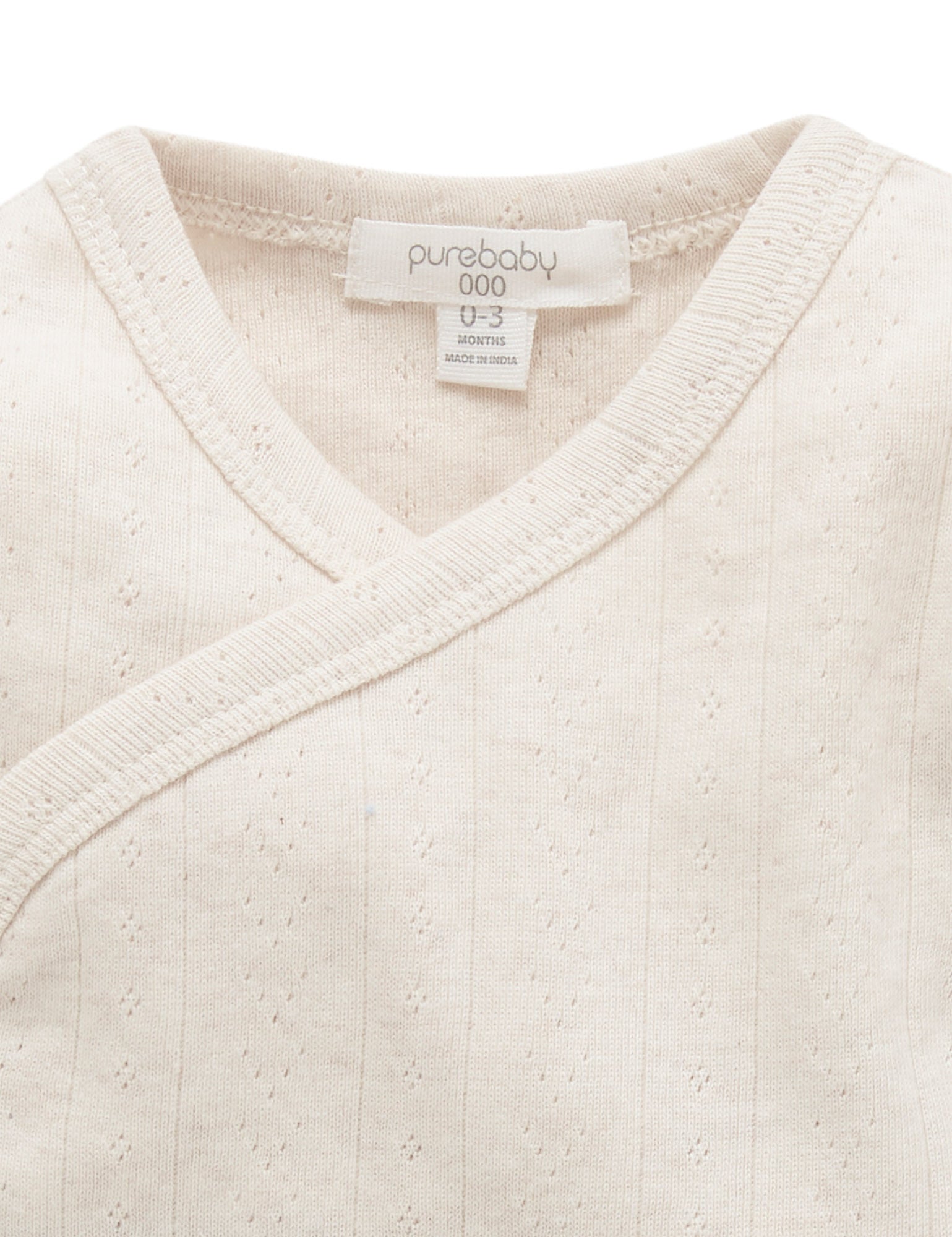 Ess Pointelle LS Wrap Bodysuit - Wheat melange