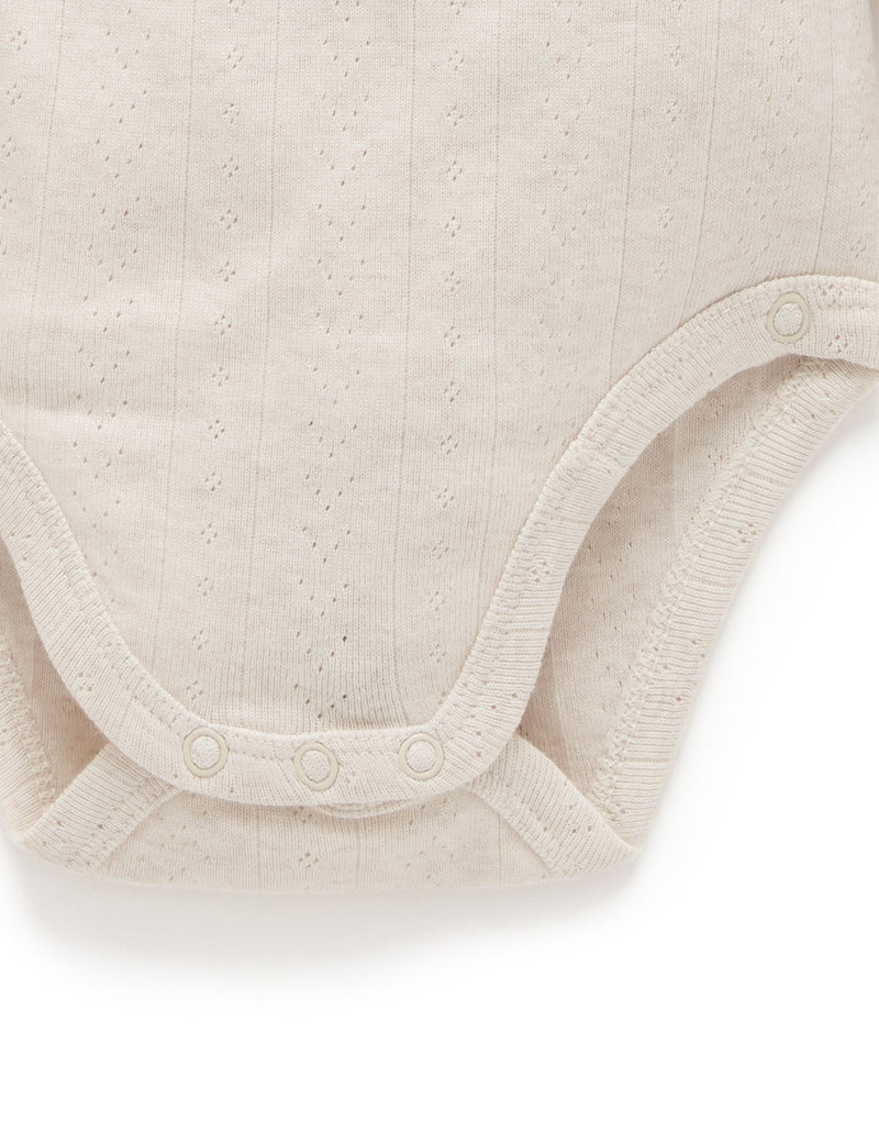 Ess Pointelle LS Wrap Bodysuit - Wheat melange