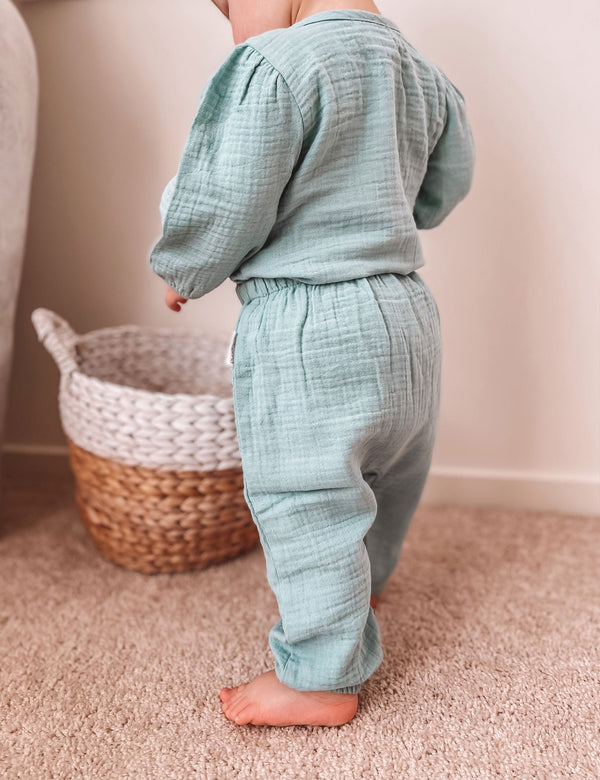 Crinkle Slouch Pants - Sage