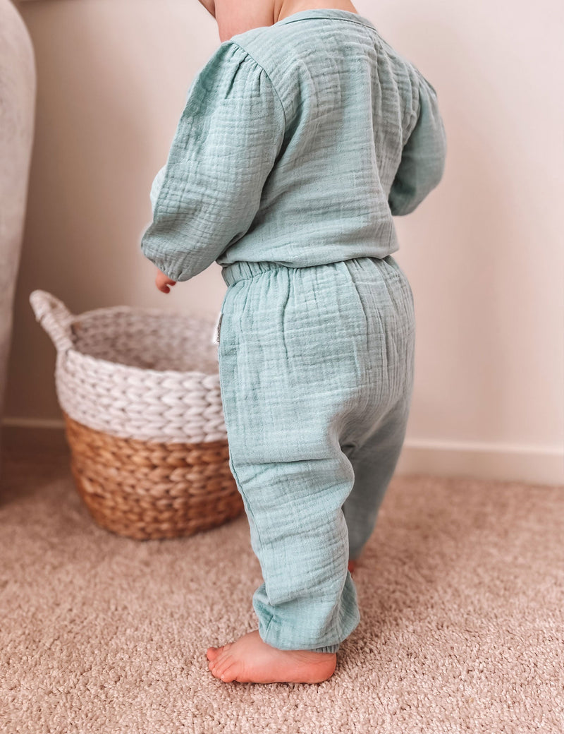 Crinkle Slouch Pants - Sage