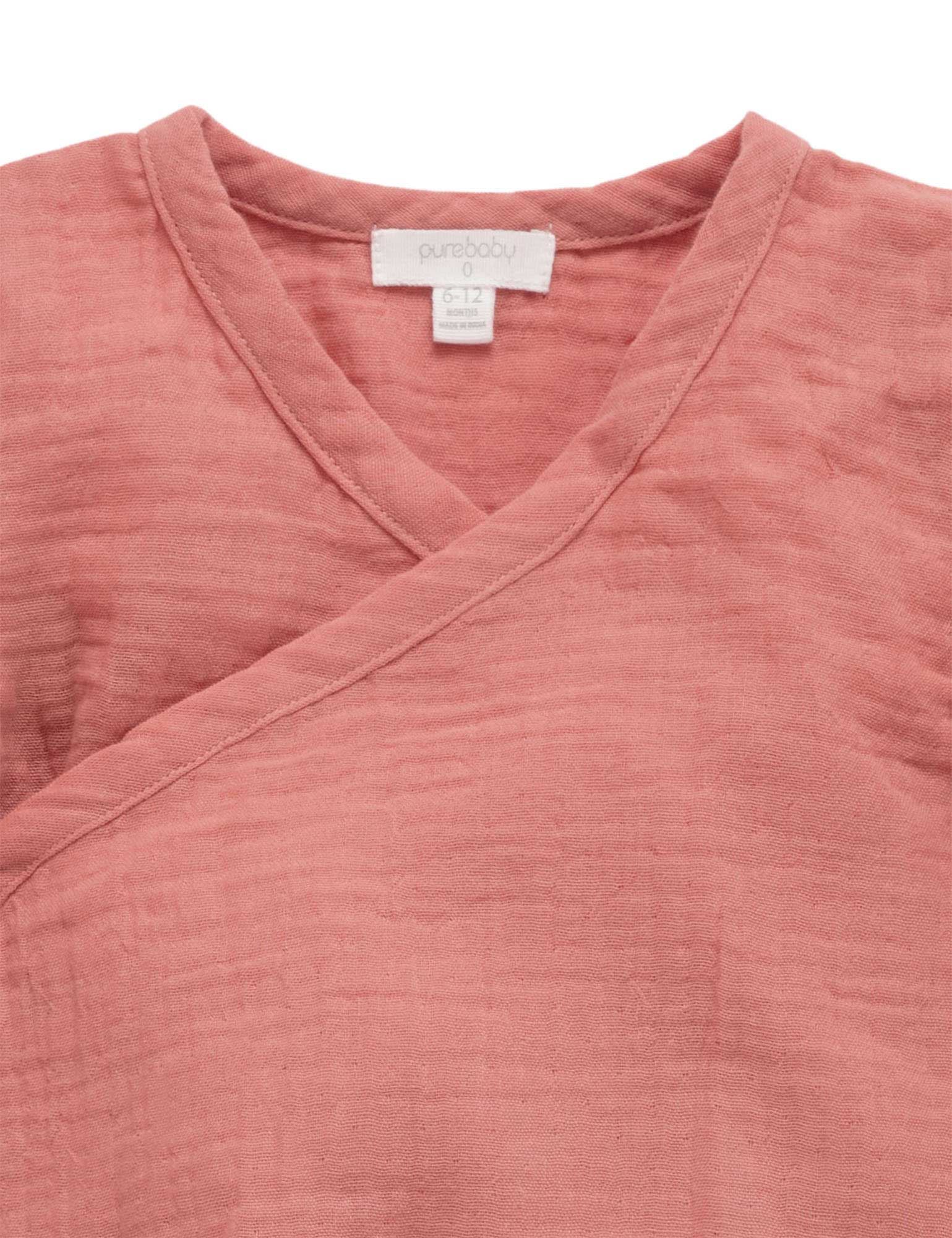 Crinkle Wrap LS Bodysuit  - Crabapple