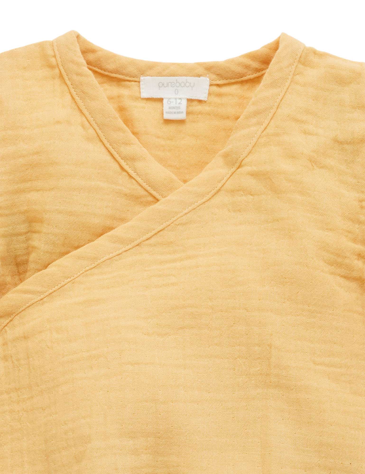 Crinkle Wrap LS Bodysuit  - Gold